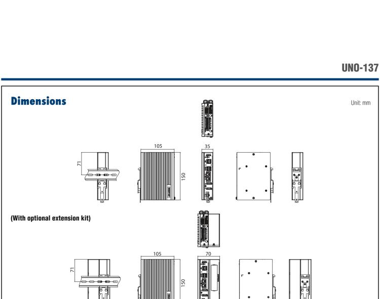 研华UNO-137 DIN导轨控制器，配备Intel®Atom®E3940 CPU、2个LAN、2个COM、3个USB 3.0、1个USB 2.0、2个DP 1.2、8个DI、8个DO、1个M.2、1个mPCIe、TPM 2.0