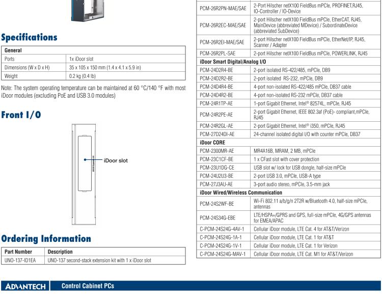 研华UNO-137 DIN导轨控制器，配备Intel®Atom®E3940 CPU、2个LAN、2个COM、3个USB 3.0、1个USB 2.0、2个DP 1.2、8个DI、8个DO、1个M.2、1个mPCIe、TPM 2.0