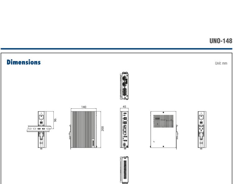 研华UNO-148 常规无风扇DIN导轨控制器，采用第11代Intel® Core™ i处理器