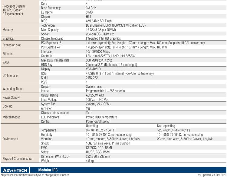 研华AiMC-3200 智能微型工控机，Intel Core i7/i5/i3 CPU,2 扩展槽，250W 80 Plus PSU