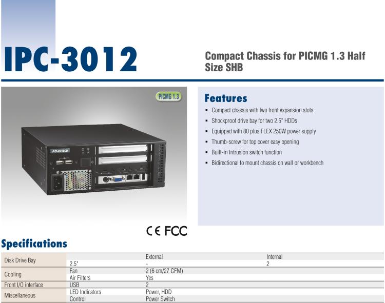 研华IPC-3012 Compact Chassis for PICMG 1.3 Half Size SHB