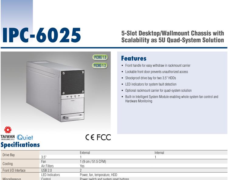研华IPC-6025 5槽台式/壁挂式机箱，支持多系统解决方案扩展