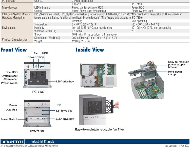 研华IPC-7130L Desktop/Wallmount Chassis for ATX/MicroATX Motherboard with Dual Hot-Swap 3.5" Drive Bays