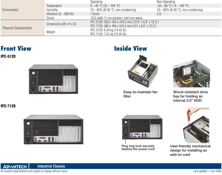 研华IPC-7120 桌面/壁挂式机箱 MicroATX/ATX母板 前置 I/O 接口