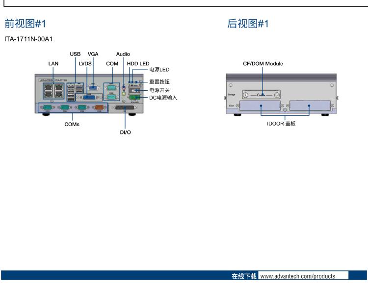 研华ITA-1711N 英特尔赛扬J1900处理器 板载8GB内存无风扇紧凑型系统