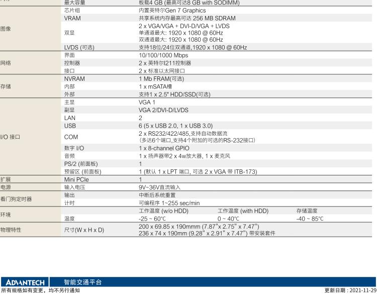 研华ITA-1611 英特尔®赛扬™J1900紧凑型系统双千兆以太网LAN和双显示器