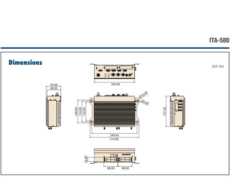 研华ITA-580 11th Gen Intel® Core™ H-Series platform EN 50155 Fanless Computer; Compliant for Rolling Stock Applications