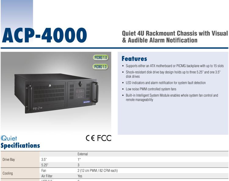 研华ACP-4000 4U上架式机箱，支持LED指示 & 声音警报通知