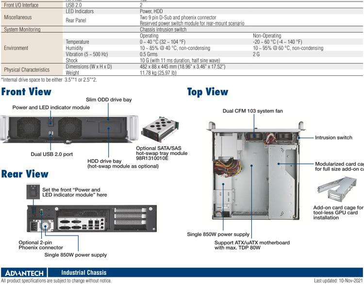 研华ACP-2020G 2U Rackmount Chassis for ATX and uATX Motherboard