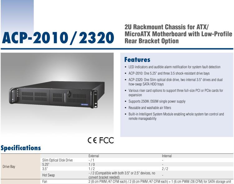 研华ACP-2320MB 2U上架式机箱，用于ATX/MicroATX母板支持后部支架