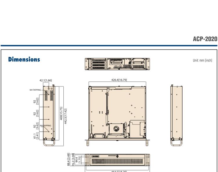 研华ACP-2020 2U Rackmount Short Depth Chassis for ATX and mATX Motherboard