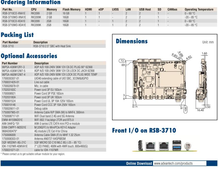 研华RSB-3710 Rockchip RK3399 Cortex-A72 2.5" 单板电脑，带 UIO40-Express扩展