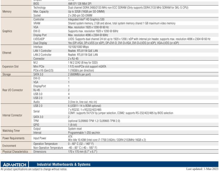 研华AIMB-205 适配Intel® 第6/7代 Core™ i 处理器，搭载H110芯片组。高性价比，拥有丰富的扩展接口，稳定可靠。