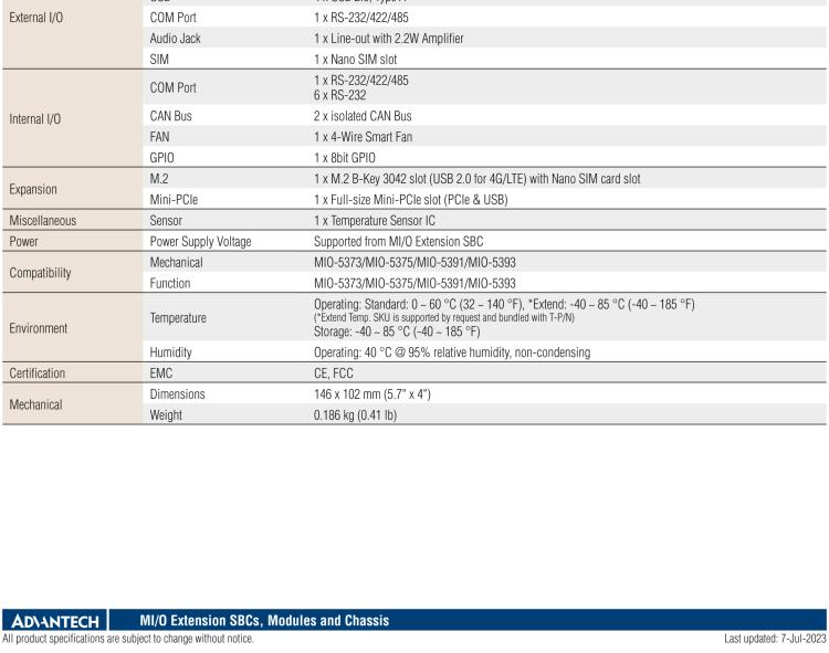 研华MIOe-260 M.2 B-key，高速 miniPCIe，双Intel LAN，4个USB2.0、8个COM