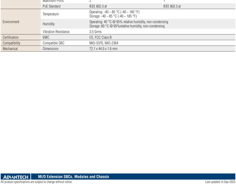 研华MIOe-PSE PoE IEEE 802.3af/at 15.4W/30W 供电设备（PSE）用于MIO单板电脑