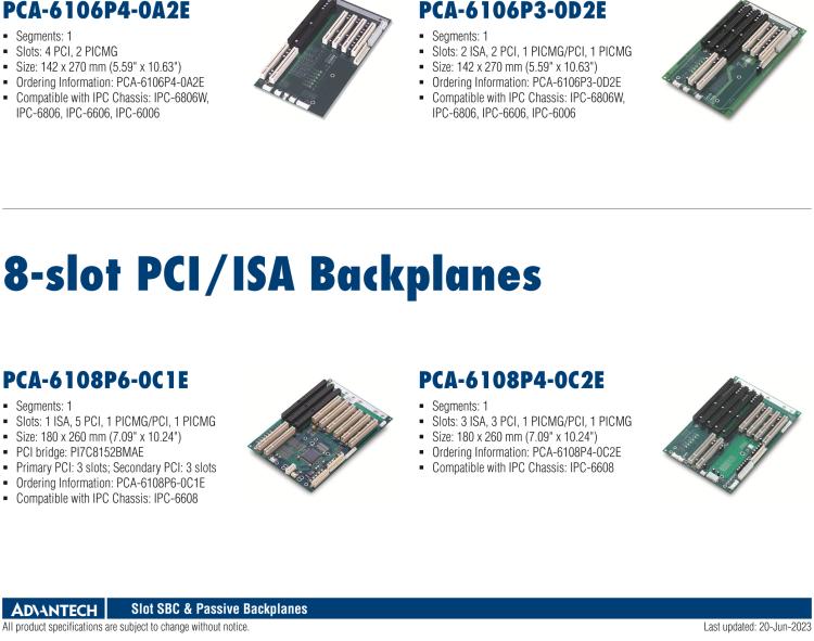 研华PCA-6106-0B2E 带 6 个 ISA 槽的单系统 6 槽底板
