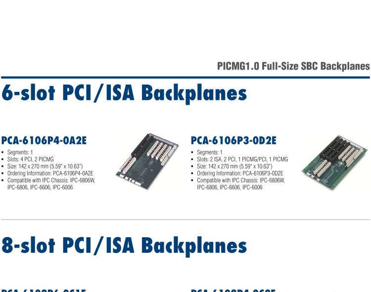 研华PCA-6106P4-0A2E 6 slot PICMG BP,4PCI,2PICMG RoHS K