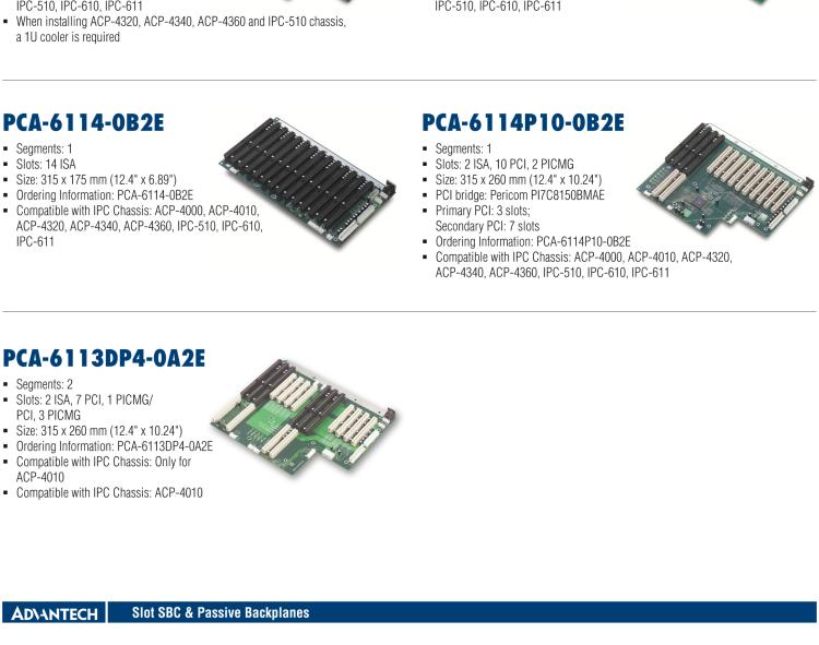 研华PCA-6106P4-0A2E 6 slot PICMG BP,4PCI,2PICMG RoHS K