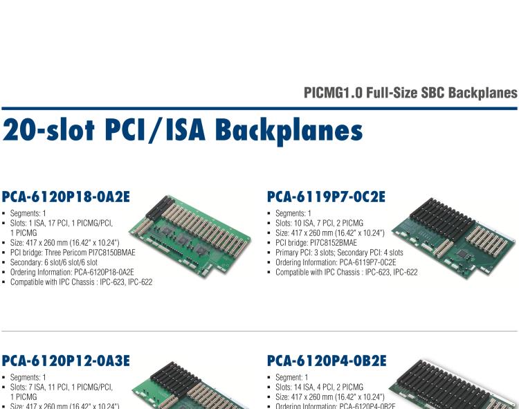 研华PCA-6106P4-0A2E 6 slot PICMG BP,4PCI,2PICMG RoHS K