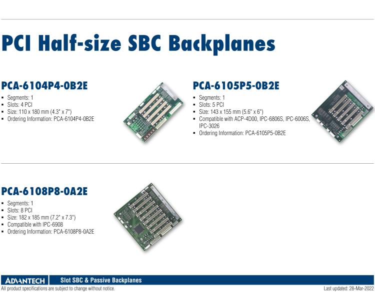 研华PCE-4B13 PICMG 1.3 Half-size server-grade SHB Backplanes, Compactable with PCE-4000 series and IPC chassis: ACP-4020