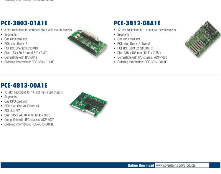 研华PCE-4B13 PICMG 1.3 Half-size server-grade SHB Backplanes, Compactable with PCE-4000 series and IPC chassis: ACP-4020