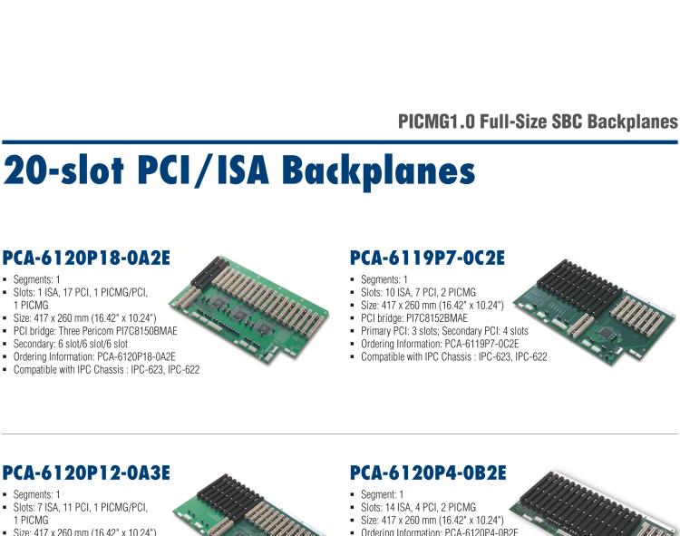 研华PCA-6105P3 5-slot 1 ISA / 2 PCI / 1 PICNG 1PCI / ISA Backplane