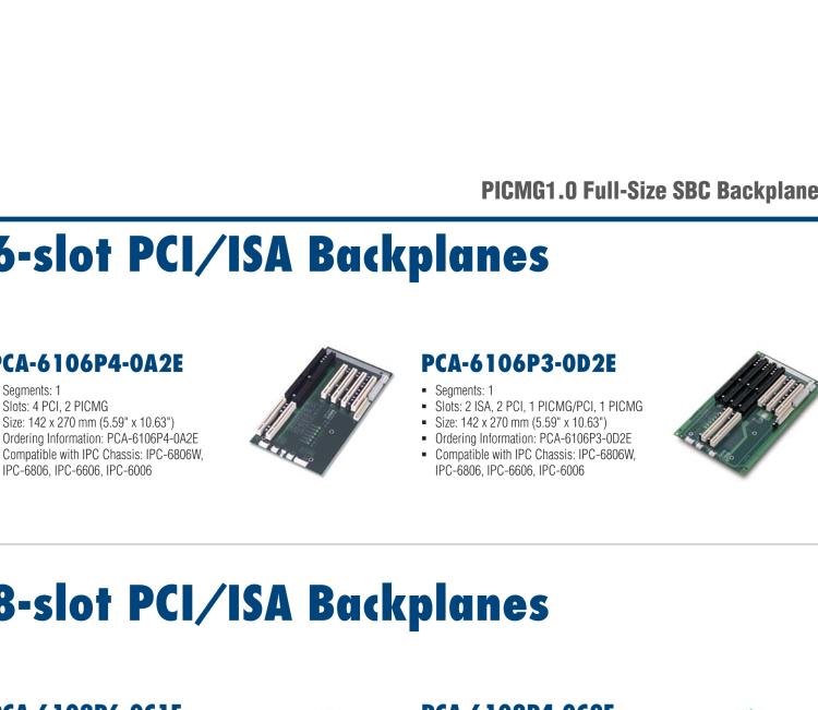 研华PCA-6106P3 6-slot 2ISA, 2PCI,1PICMG,1PICMG/PCI Backplane