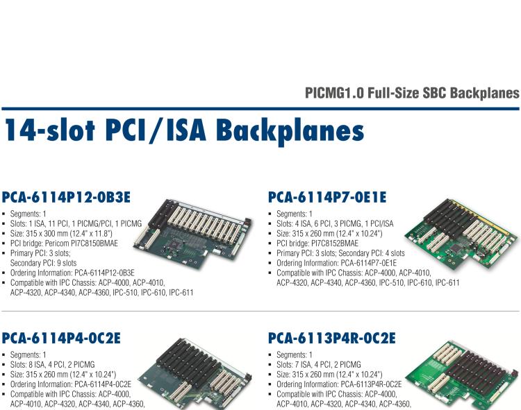 研华PCA-6114P10-0B2E 14 槽 PICMG BP, 2个ISA槽, 1个0PCI槽, 2个PICMG槽