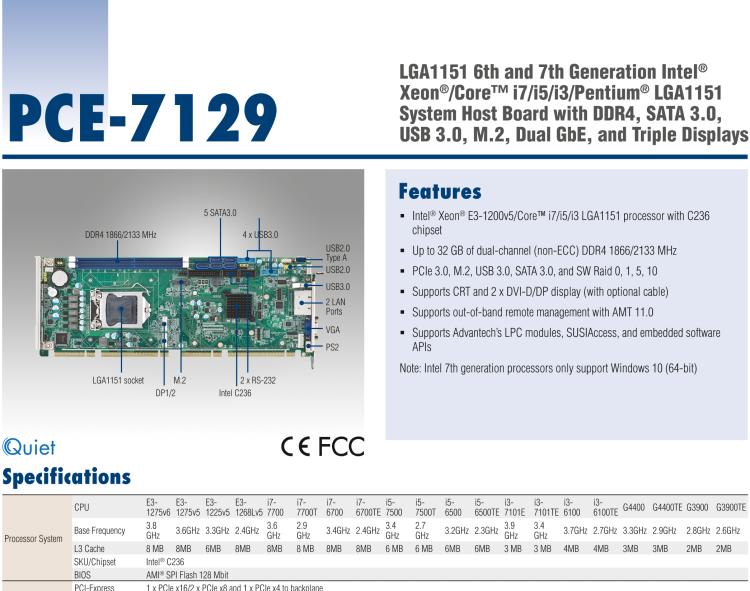 研华PCE-7129 6th Generation Intel® Core™ processor-based platform