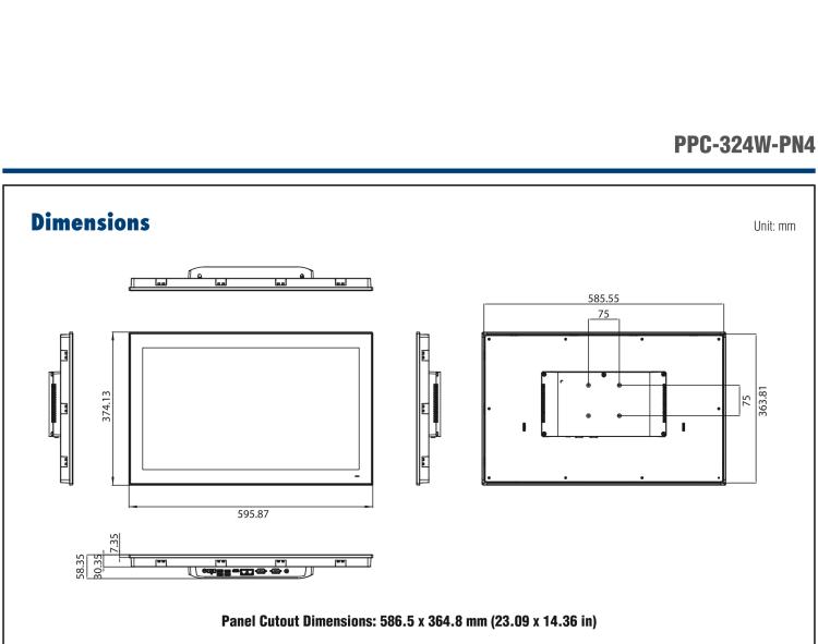 研华PPC-324W-PN40B 23.8" 宽屏无风扇工业平板电脑, 搭载Intel® Pentium® N4200 四核心处理器