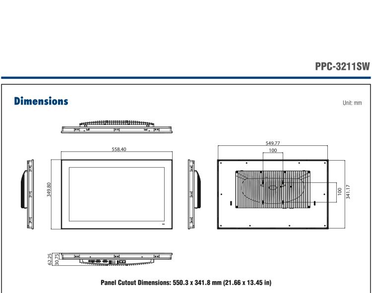 研华PPC-3211SW 21.5"无风扇工业平板电脑, 搭载Intel® 第六代 Core™ i 处理器