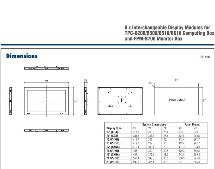 研华FPM-Display 显示模块系列-21.5“Full HD（FPM-D21W）/18.5”HD（FPM-D18W）/ 17“SXGA（FPM-D17T）/ 15”XGA（FPM-D15T）/ 12“XGA LED液晶显示屏（FPM-D12T））