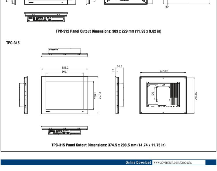 研华TPC-315 15英寸XGA TFT LED LCD触摸屏电脑，搭载第八代Intel®Core™ i3/ i5/ i7处理器，内置8G DDR4 RAM