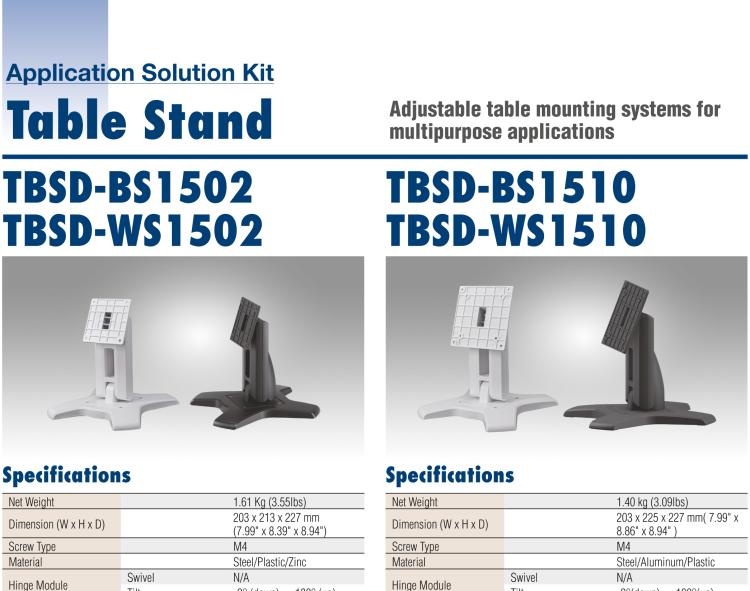 研华TBSD-BTS011 Adjustable table mounting systems for multipurpose applications