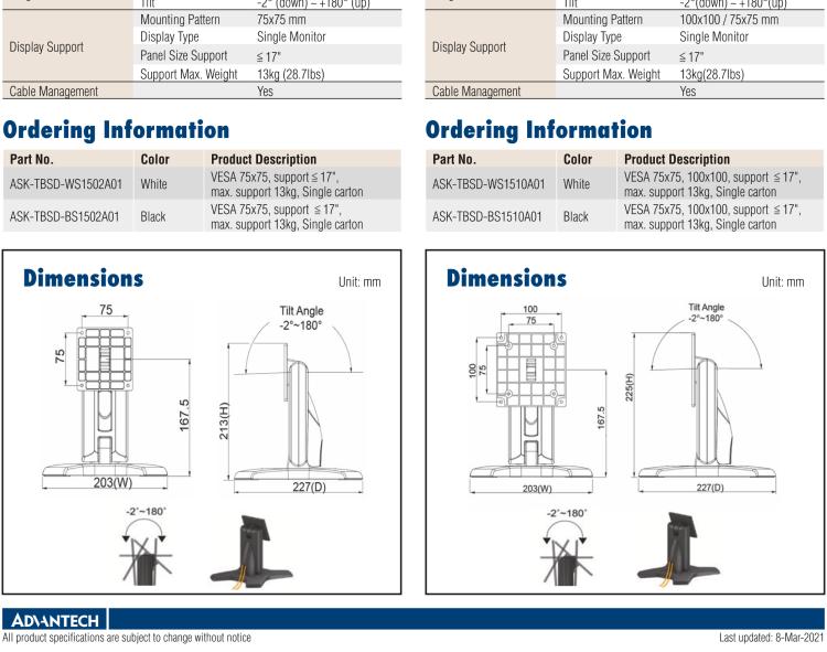 研华TBSD-BTS011 Adjustable table mounting systems for multipurpose applications