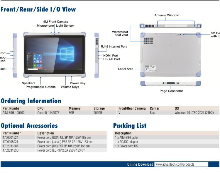 研华AIM-89H 13.3" Medical-Grade Tablet with Intel® Core™ i5 processor