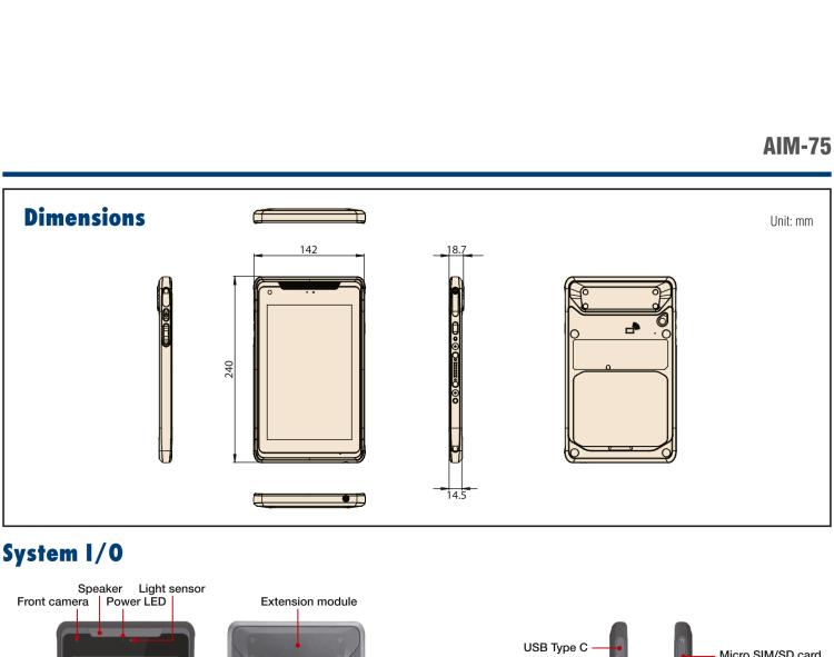 研华AIM-75S 8"RISC架构工业级移动平板电脑， 搭载高通® 骁龙™ 660处理器, Android 10系统, 并通过Google GMS认证