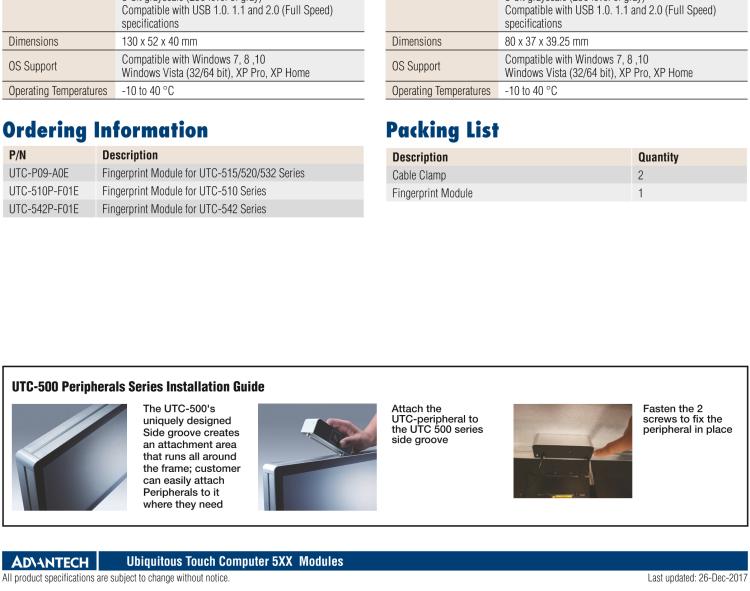 研华UTC-510P-F Fingerprint Reader for UTC-510 Series