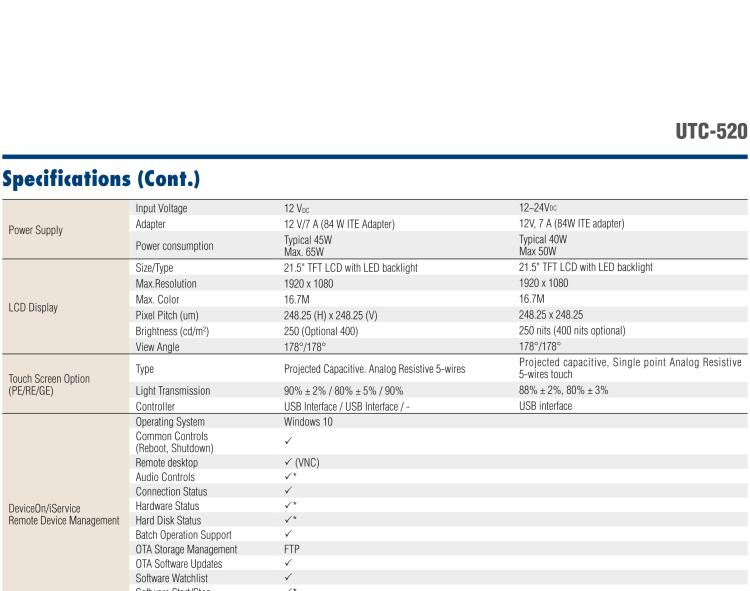 研华UTC-520H 21.5" Ubiquitous Touch Computer with 8th Gen Intel Core i7/i5/i3 Processor