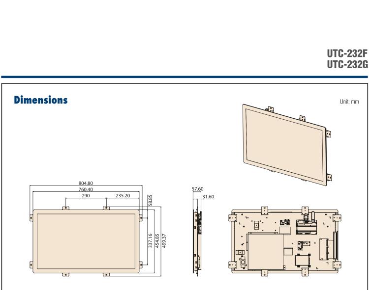 研华UTC-232G 31.5" Open-frame panel PC with Intel® Pentium® N4200