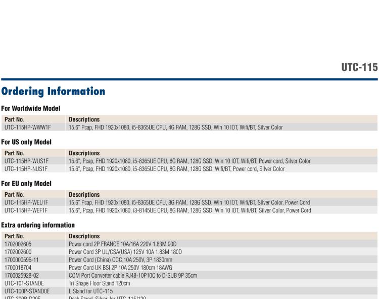 研华UTC-115H 15.6" 多功能触控一体机，搭载 Intel® Core™ i5-8365UE