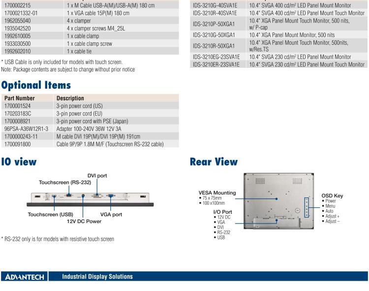 研华IDS-3210 10.4" SVGA工业级面板安装显示器