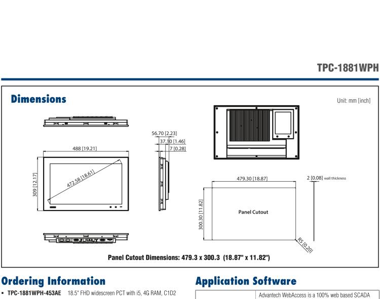 研华TPC-1881WPH 18.5 FHD TFT LED LCD Intel® 4th Generation Core i5 Multi-Touch Panel Computer