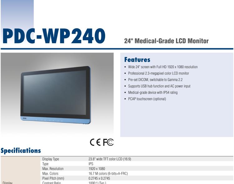 研华PDC-WP240 24" Medical Display with Internal Power Supply