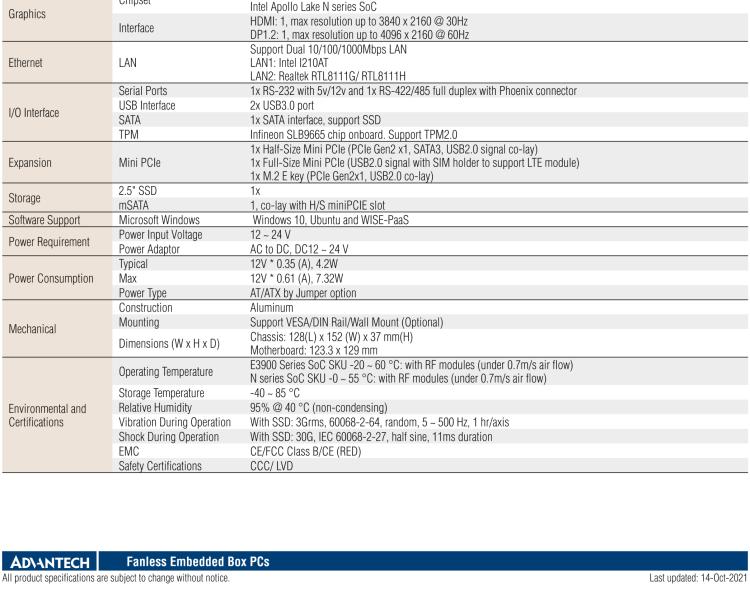 研华UTX-3117 低功耗，紧凑型，4G/WIFI/ BT/LoRa/NB IoT 物联网边缘智能网关