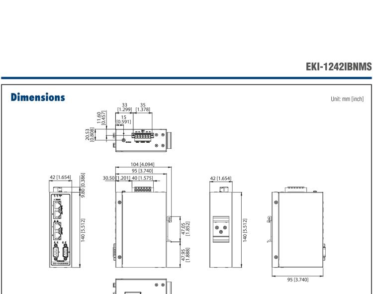 研华EKI-1242IBNMS Modbus RTU/TCP to BACnet IP/MSTP Fieldbus Gateway, Wide Temperature