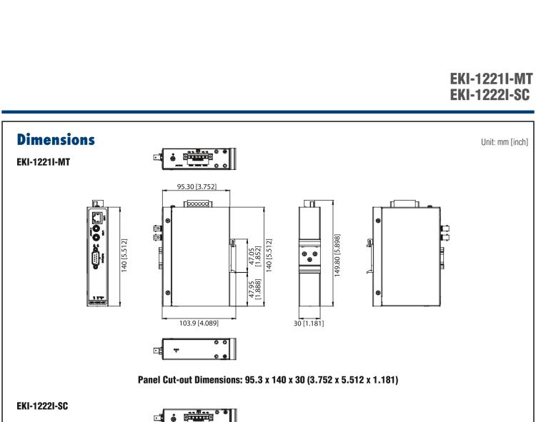 研华EKI-1221I-MT 1-Port Modbus Gateway, Fiber, Wide Temperature