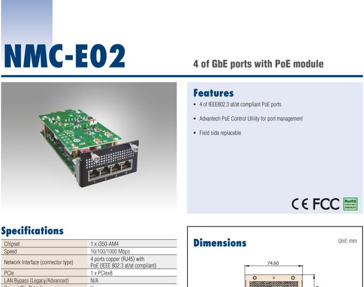 研华NMC-E02 4 of GbE ports with PoE module