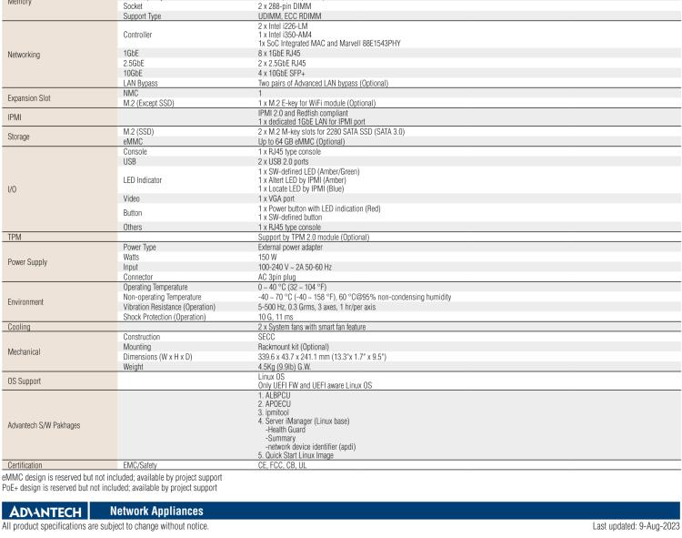 研华FWA-1013 Universal Network Appliance with Intel Atom® P5000/C5000 Processor for uCPE and SD-WAN