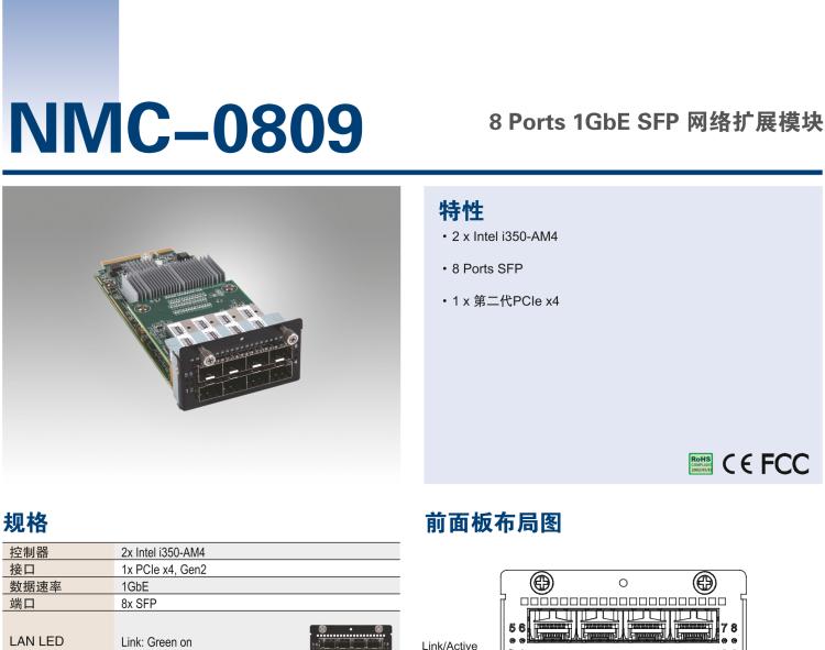 研华NMC-0809 8 Ports 1GbE SFP 网络扩展模块